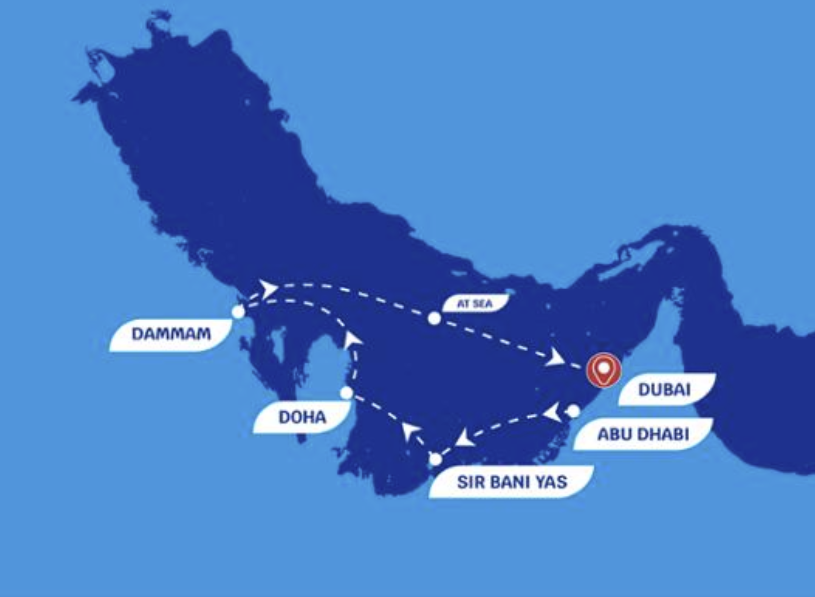 6 Days 5 Nights Cruise: Abu Dhabi - Sir Bani Yas - Dammam - Doha - Dubai