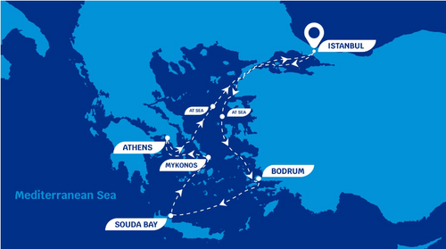 8 Days 7 Nights Cruise: Istanbul - Bodrum - Souda Bay - Mykonos - Pireaus (Athens) - Istanbul