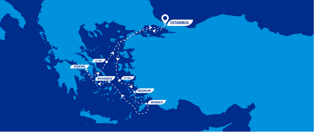 8 Days 7 Nights Cruise: Istanbul - Bodrum - Rhodes - Mykonos - Pireaus (Athens) - Istanbul