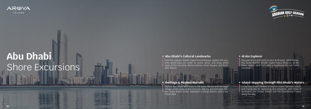 8 Days 7 Nights Cruise: Doha - Dammam - Dubai - Khasab - Abu Dhabi - Sir Bani Yas - Doha